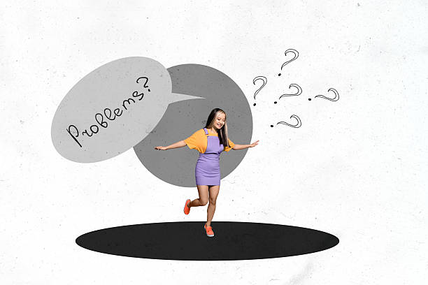 istock Creative collage showing confused man woman with question marks speech bubble illustrating mental overload life problems 2243040376