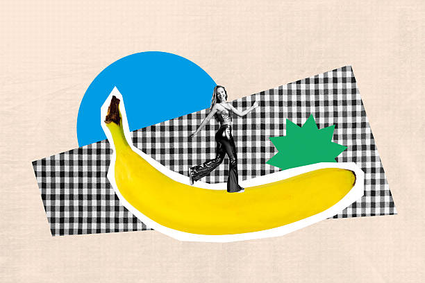 Peeling banana with a black background