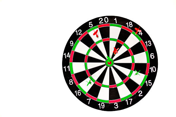 Dart board with red and green sections representing double, treble and bullseye.