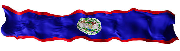istock Stylized flag of Belize waving in the wind, isolated on white background. Footer, header or divider. Cut out wide, panoramic element. Banner for patriotic themes or national event promotions. 3D. 2243046670
