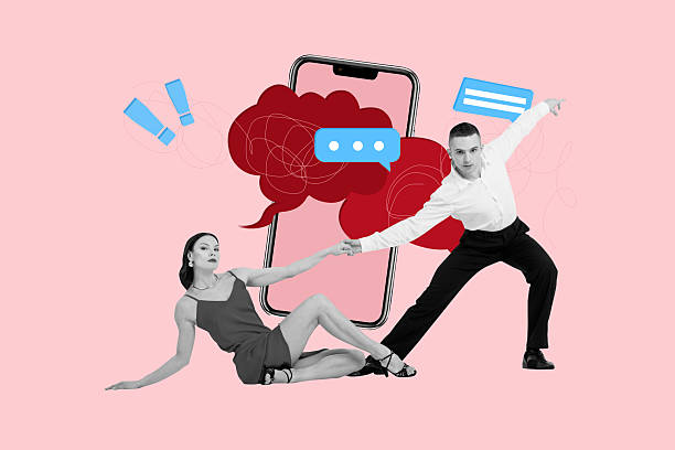 istock Collage of young people surrounded by digital chat windows symbolizing online communication social media virtual chatting 2243050707