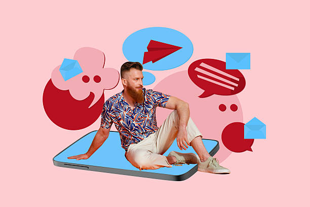 istock Collage of young people surrounded by digital chat windows symbolizing online communication social media virtual chatting 2243054419