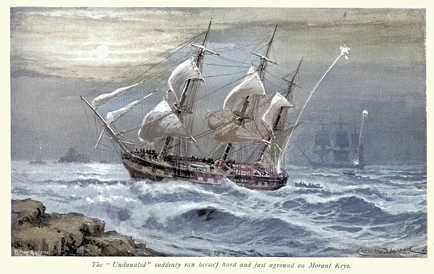 British military history, Royal navy warship HMS Undaunted, aground on Morant Keys, 1796, 18th Century