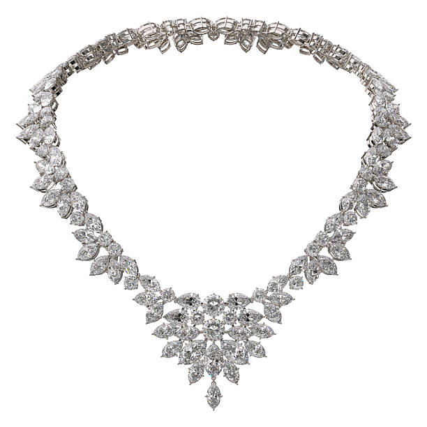 istock Luxurious diamond necklace on white isolated background. 3d rendering. 2243065434