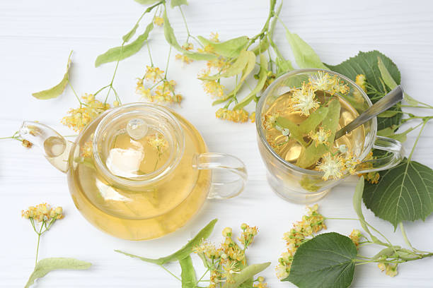istock linden tea linden flowers, a cup with space for text 2243074083