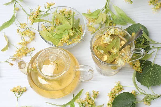 istock linden tea linden flowers, a cup with space for text 2243074095