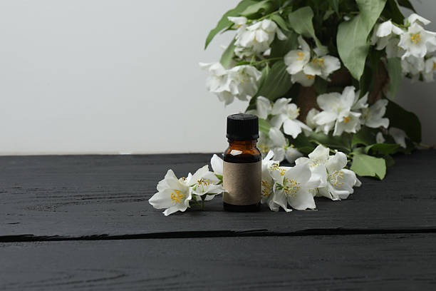 istock Jasmine flowers, tea, essential oils with space for text 2243075693