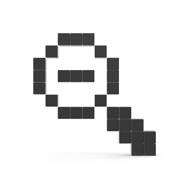 Pixelated 3D Zoom Out Magnifying Glass Icon