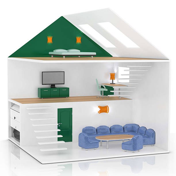 istock Modern House Interior With Duplex Living Room, Bedroom Loft and Workspace Design. 2243085035