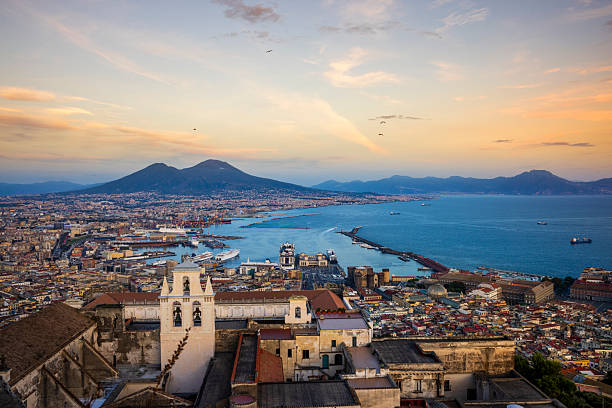 istock Naples, Italy and mountain Vesuvius at sunset 2243085678