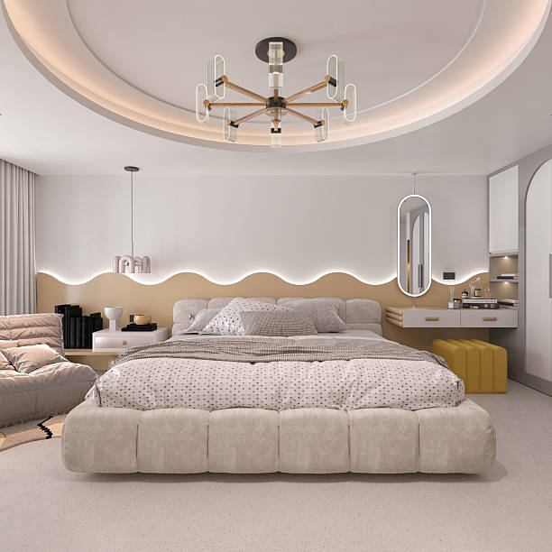 istock 3d render of modern bedroom, luxury hotel room 2243086189