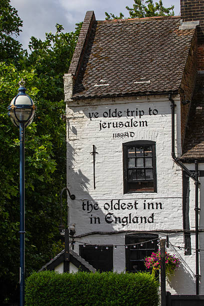Nottingham, UK - June 28th 2025: Ye Olde Trip to Jerusalem public house located next to Nottingham Castle in the city of Nottingham, UK. It claims to be the oldest inn in England.
