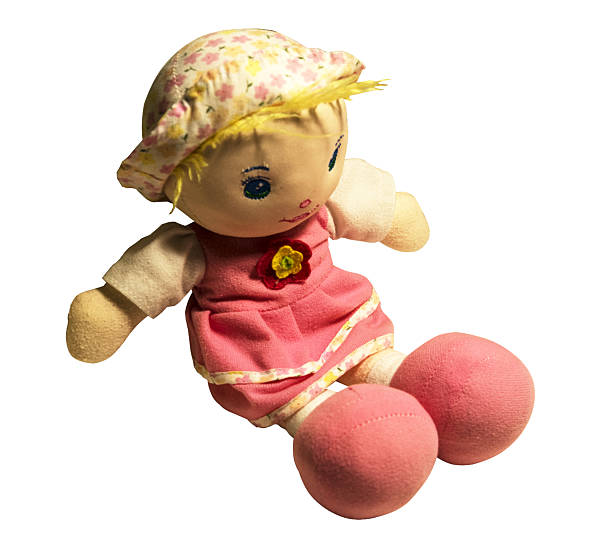 Childrens soft toy - doll, isolated on white background