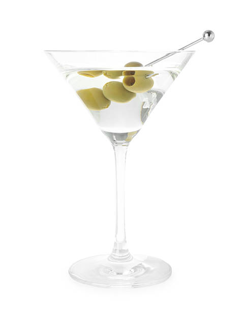 istock Martini cocktail with olives in glass isolated on white 2243103847