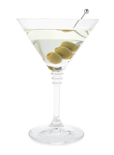 istock Martini cocktail with olives in glass isolated on white 2243103874