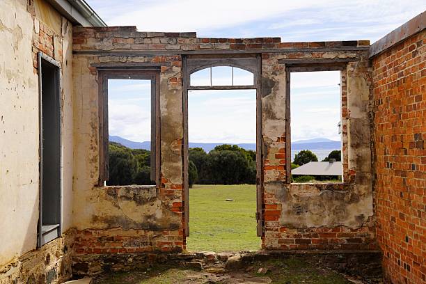 Very old derelict timber rural home left abandoned in the country