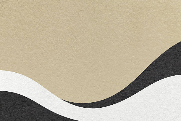 istock Textured beige paper background with white and black wavy lines and waves, copy space for banner, presentation 2243113755