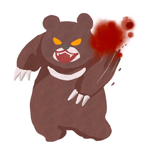 Ferocious angry bear attacking with claws Ferocious angry bear attacking with claws bear furious large brown bear stock illustrations