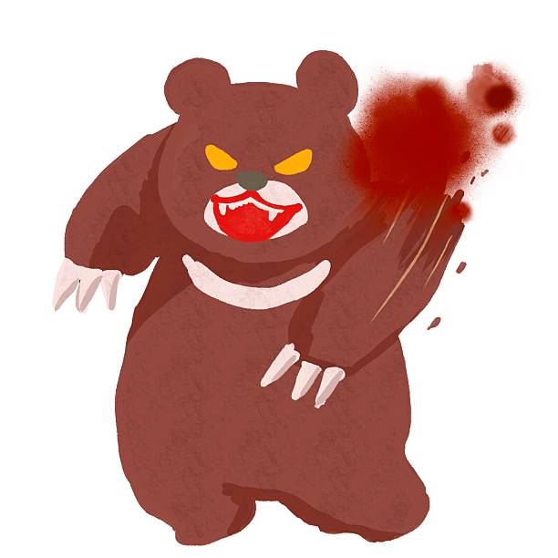 Ferocious angry bear attacking with claws Ferocious angry bear attacking with claws bear furious large brown bear stock illustrations