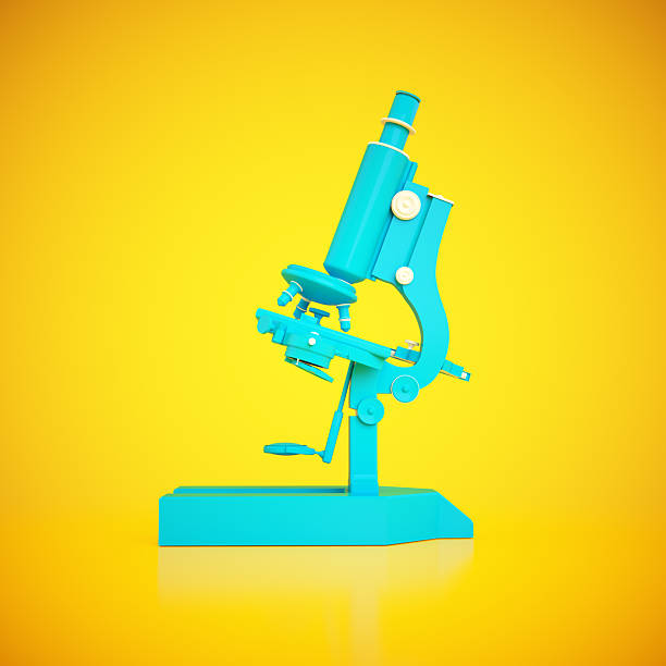 Microscope is positioned against a vibrant yellow background, emphasizing the importance of scientific exploration and education. Inspire students in biology classes. This is a 3d render illustration