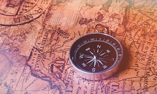 istock Looking for adventure. Compass and maps. Treasure map and path to the treasure. 2243138516