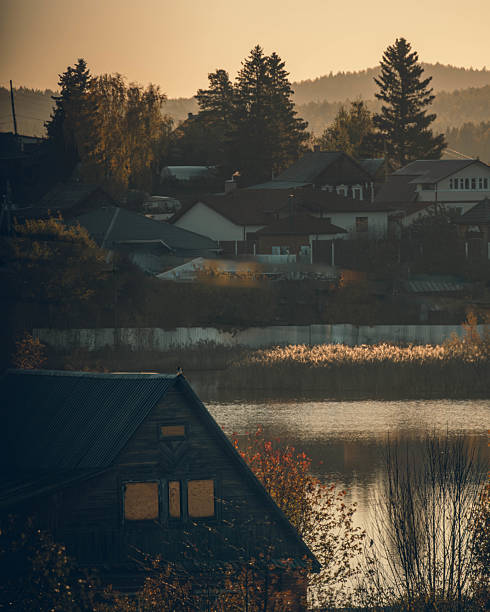 Autumn rustic landscape with lake view. High quality photo