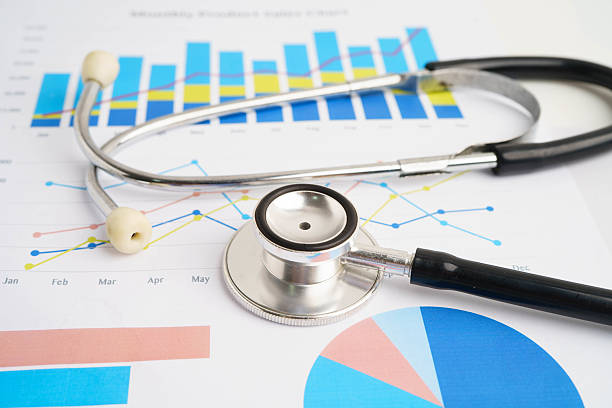 istock Stethoscope and US dollar banknotes on chart or graph paper, Financial, account, statistics and business data  medical health concept. 2243141563