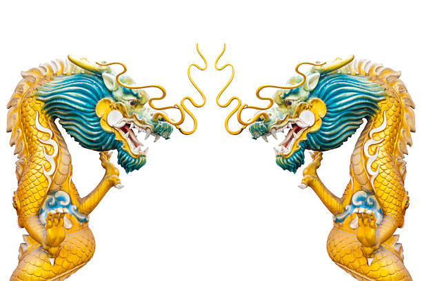 an exquisitely carved dragon pillar inside a temple