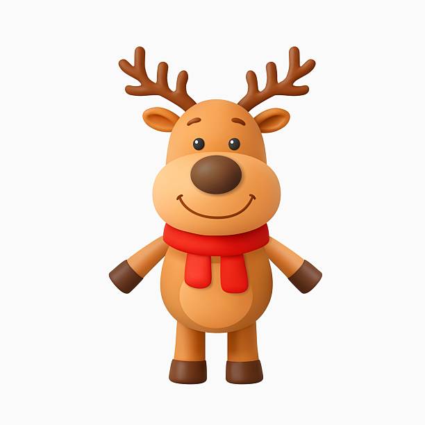 istock 3d reindeer with red scarf for Christmas 2243165763