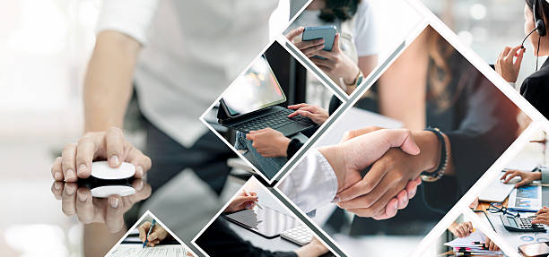istock Driving Success. A dynamic collage capturing the essence of modern business, teamwork, negotiation, and digital connection. 2243167473