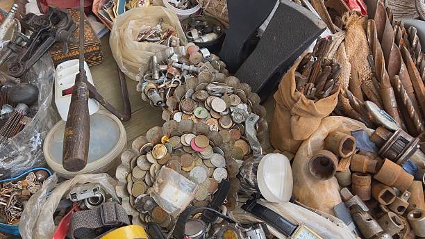 A flea market of old rusty things and tools
