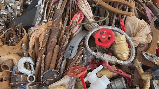 A flea market of old rusty things and tools
