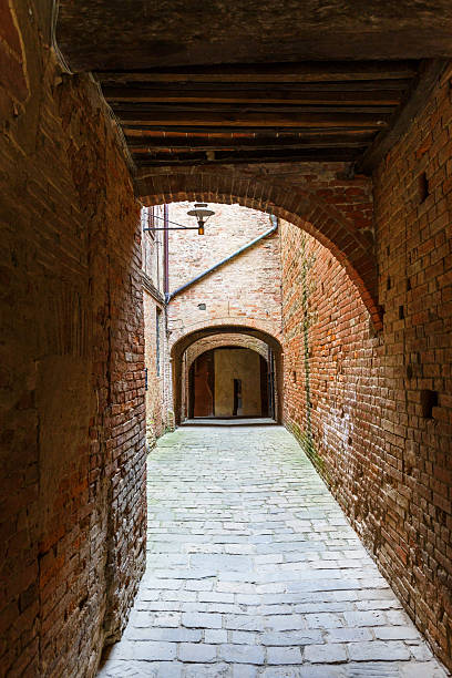 istock Old dark alley with brick walls 2243171099