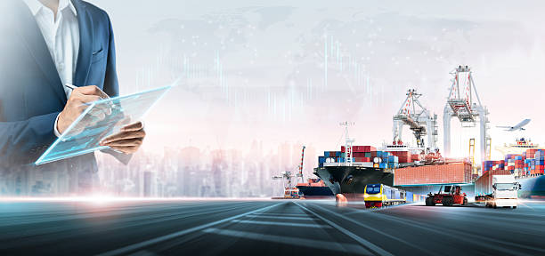 istock Global Digital Logistics and Supply Chain Management Technology. Businessman Planning Future Freight Transportation, Worldwide Cargo Shipping, Modern Trade, Multi Modal Network Solutions, and Data. 2243174875