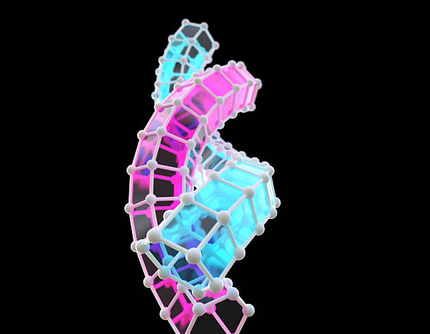 uturistic 3D illustration of interconnected transparent cubes forming a twisted structure in vibrant cyan and magenta colors on black background. The geometric network features glowing nodes and connecting lines, symbolizing blockchain technology, distributed ledger, data chain, cryptocurrency network, digital connection, decentralized system, or molecular structure. Perfect for representing modern technology concepts, network architecture, and digital transformation.
