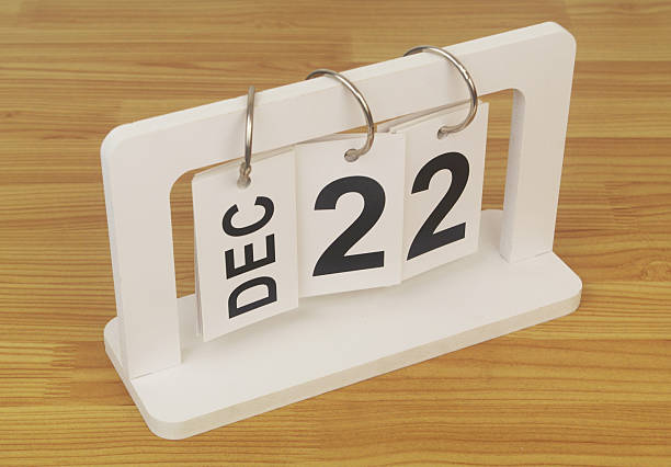 istock December, 22 on calendar on wooden table 2243181794