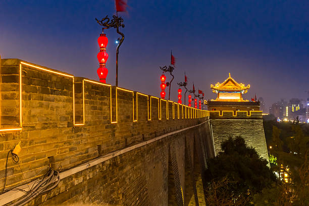Aerial photography Of Yong Ning Gate,The Xi’an Circumvallation,Ancient city wall,Xi'an,Shaanxi,China,Asia.