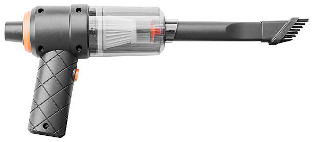 Black cordless vacuum cleaner isolated on white background with clipping path