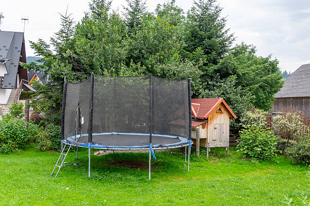 istock trampoline for children in the garden 2243200757