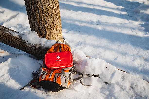 istock A vibrant outdoor winter scene prominently features a backpack and a first aid kit positioned in breathtaking snowy terrain, showcasing the beauty of nature in winter 2243215610