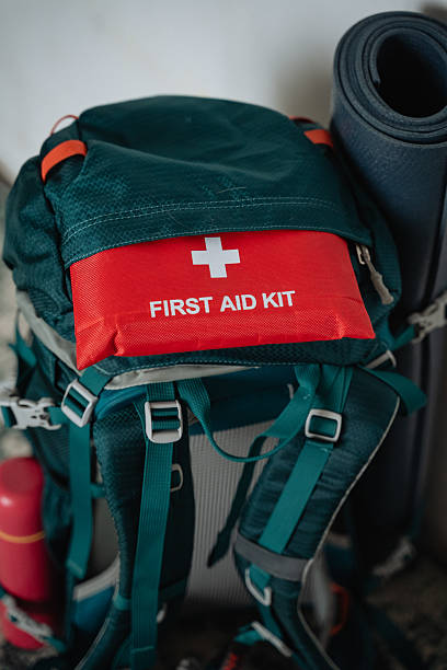 istock A first aid kit is sitting on top of a backpack 2243217308