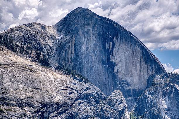 View of Half Dome in wildfire smoke in Yosemite National Park