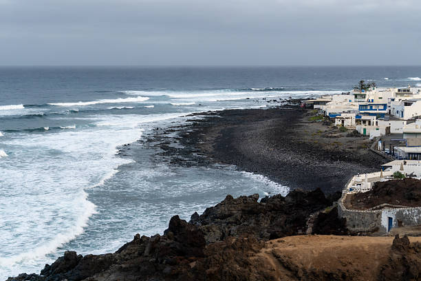 istock waves crashing on volcanic rocks on Lanzarote 2243227353