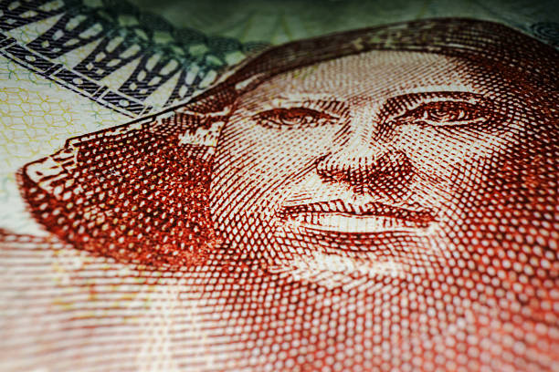 Fragment of 1 won banknote, North Korea, year 1978. Won is the national currency of North Korea.