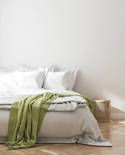 Home mockup, elegant natural home bedroom interior