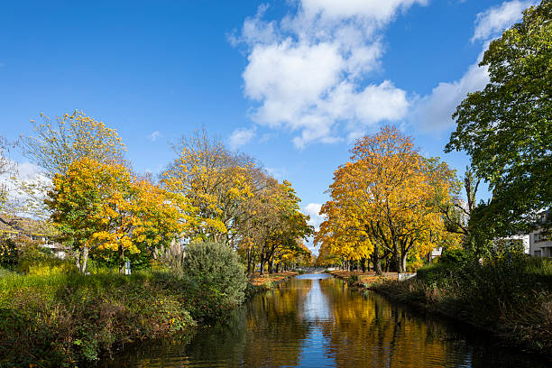 The Rautenstrauch Canal (Rautenstrauchkanal) in Cologne's Lindenthal district in autumn