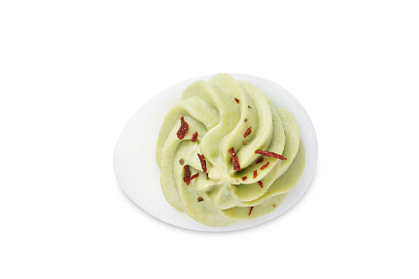 Deviled eggs appetizer served at party buffet table