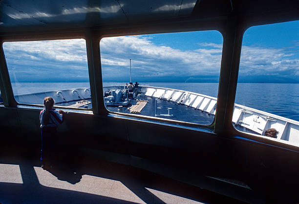 Sidney, British Columbia, Canada - April 19,2025: BC Ferry travelling to Swartz Bay, Vancouver Island in the early evening.