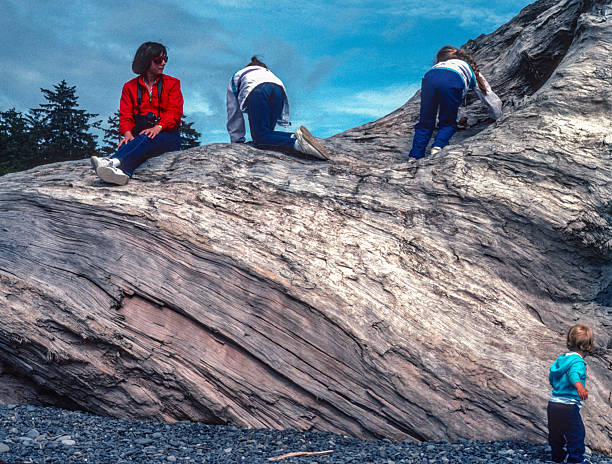 Olympic National Park - Rialto Beach - A mother wonders where jer children are all going  - 1989. Scanned from Kodachrome 64 slide.