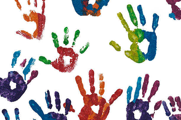 istock children hand prints with real paint color on a wall white isolated background 2243248133